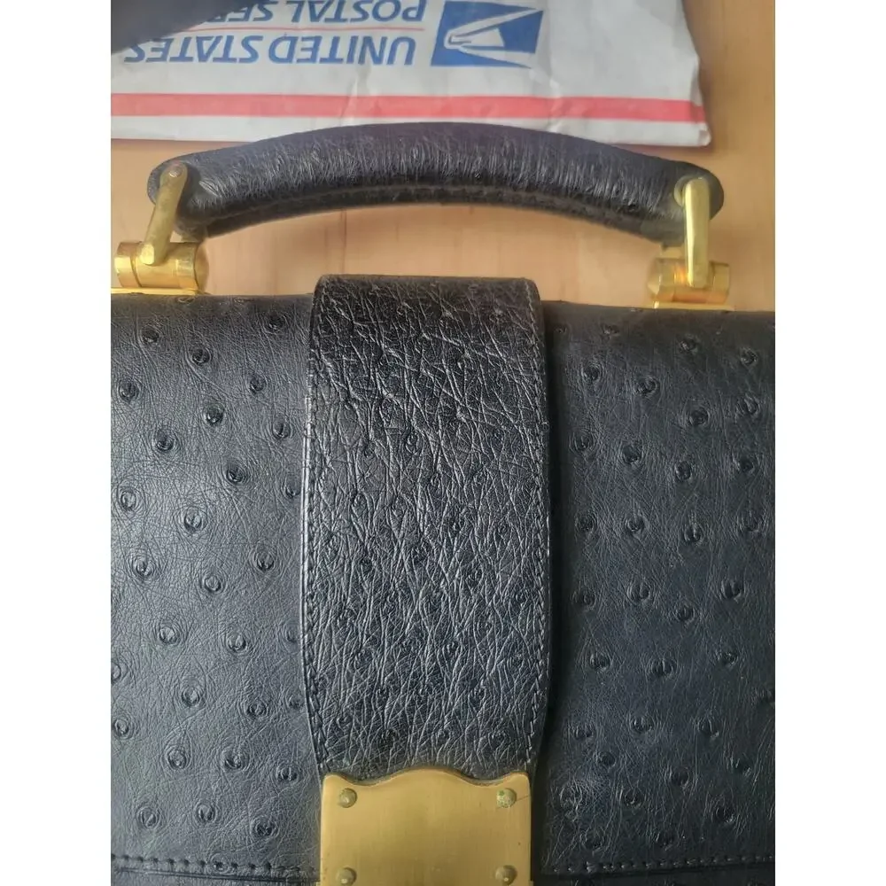 Vintage Madler Ostrich Black Leather Full Size Briefcase
